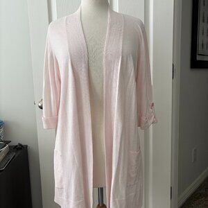 Pastel Pink Open Front Duster Chico's Size 2